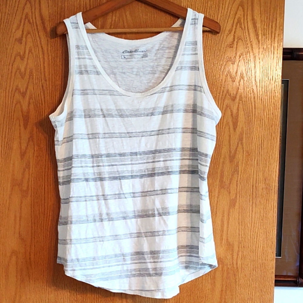 Eddie Bauer Tank Top Large Gray and Cream